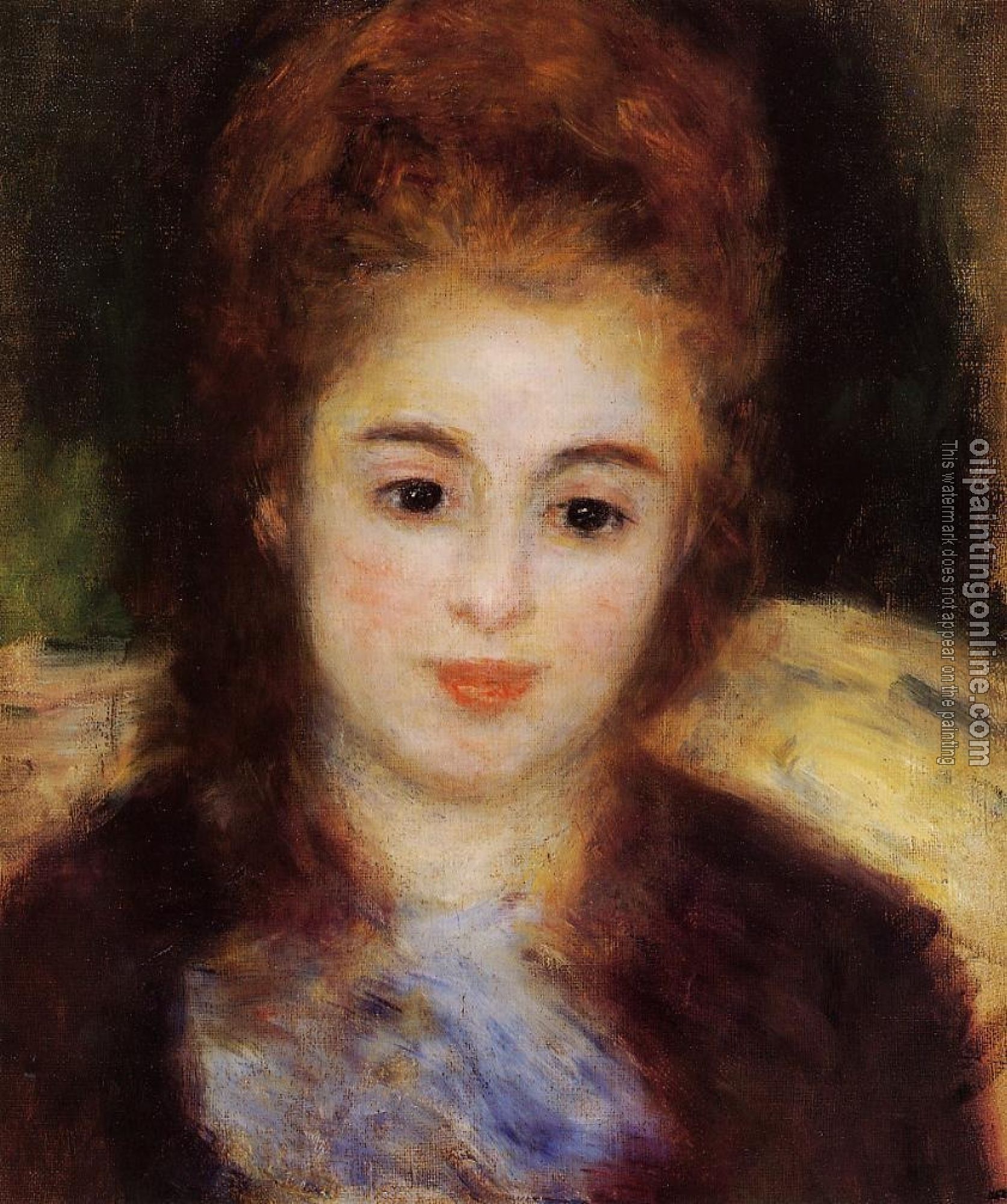 Renoir, Pierre Auguste - Head of a Young Woman Wearing a Blue Scarf, Madame Henriot